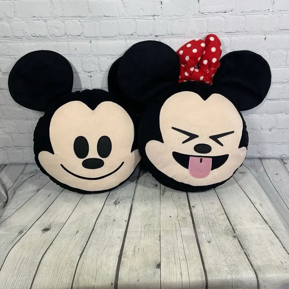 Minnie Mickey Mouse Emoji Pillow Plush Decoration Set Bedding Decor Lot Of 2